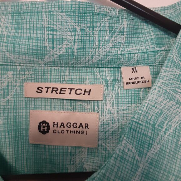 Haggar Men’s XL Short Sleeve Button-Down Island Ease Stretch Shirt Hawaiian EUC - Picture 7 of 10